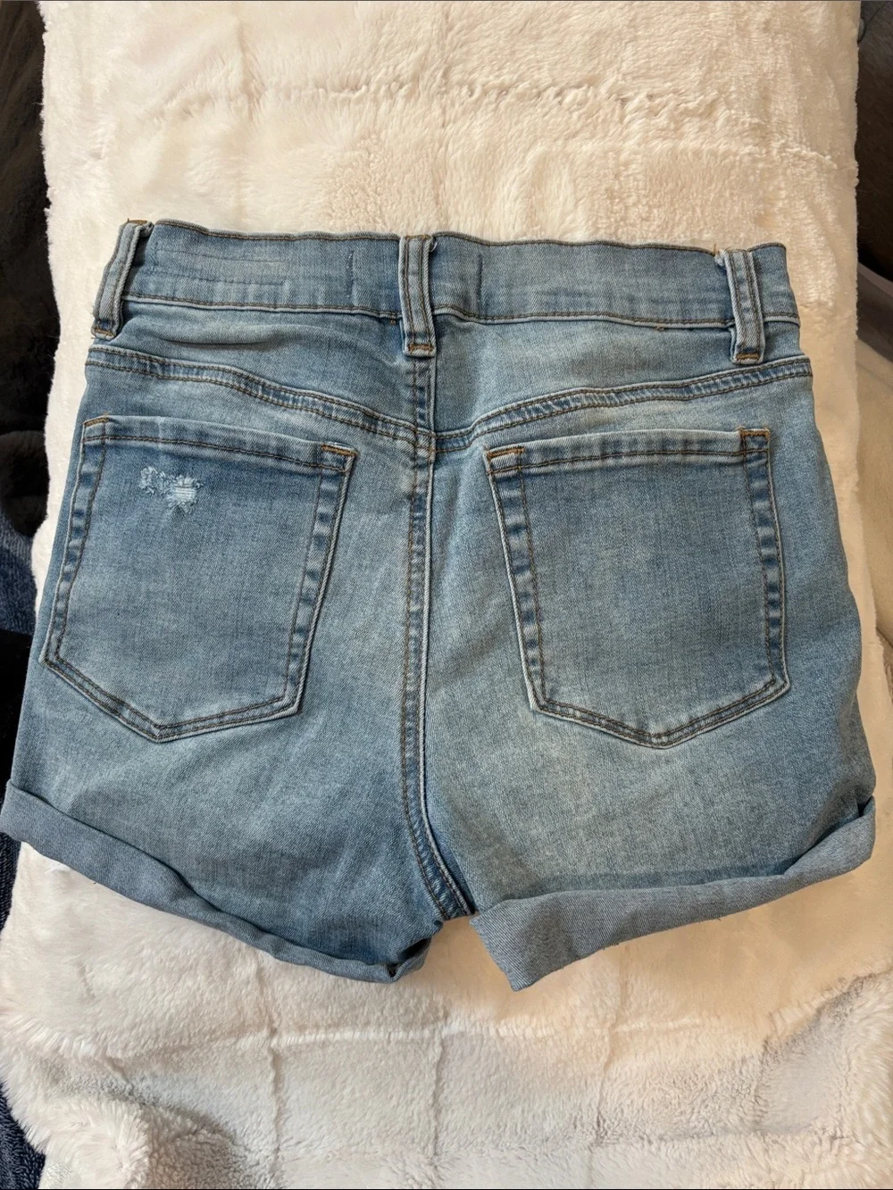 PacSun Light Blue Ripped Cuffed Denim Shorts - Picture 2 of 5